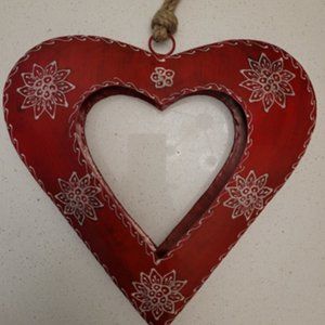 Hand Painted Metal Red Heart